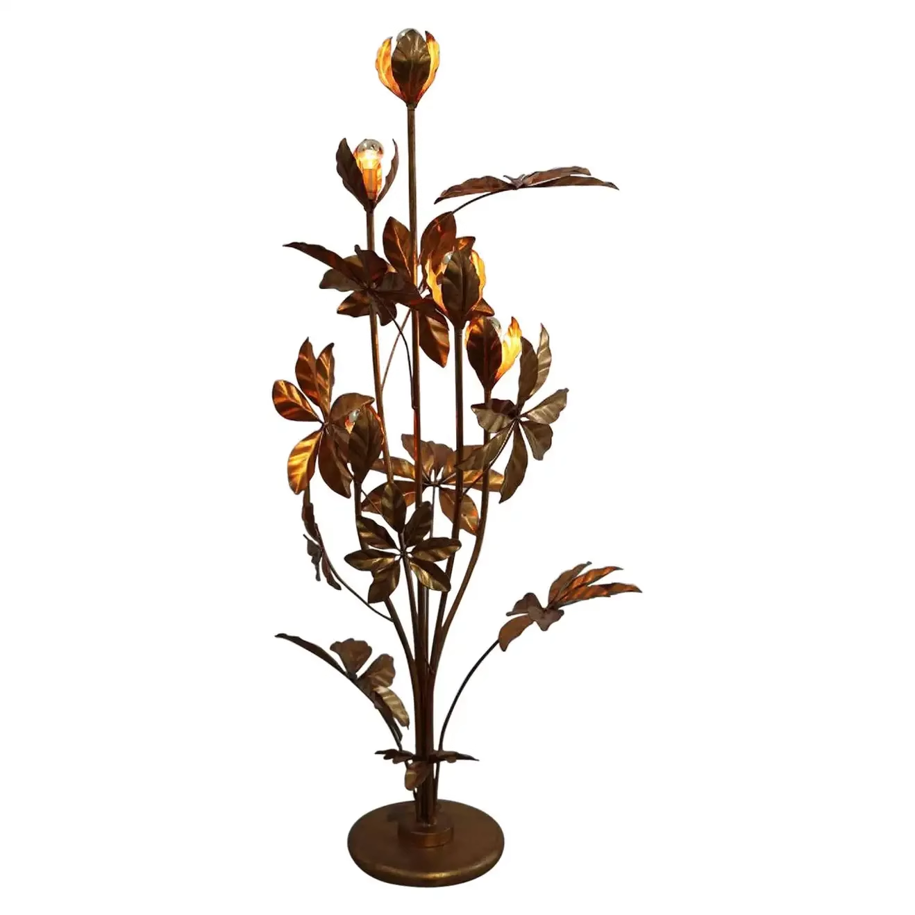 Vintage Linen Fabric Shade Floor Lamp with Wrought Iron Body Compact Reading Lamp for Home Office