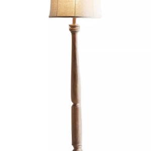 Rustic Farmhouse Wood And Linen Floor Lamp Standard Standing Lamp for Living Room Bedroom