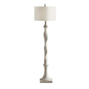 Rustic Farmhouse Wood And Linen Floor Lamp Standard Standing Lamp for Living Room Bedroom