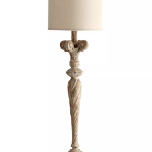 Rustic Farmhouse Wood And Linen Tall Floor Lamp with Linen Fabric Shade Tall Standing Lamp
