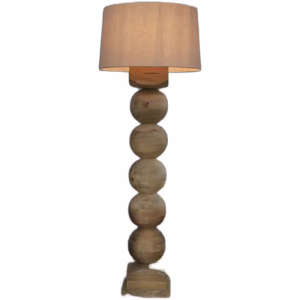 Rustic Farmhouse Wood And Linen Floor Lamp Standard Standing Lamp for Living Room Bedroom