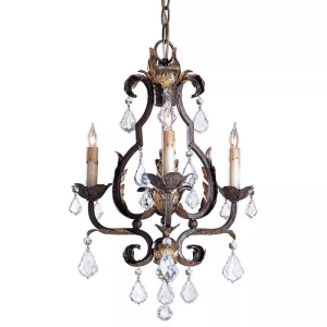 French Vintage Luxury Crystal And Iron 4-Light Chandelier Mini Pendant Light for Dining Room Living Room