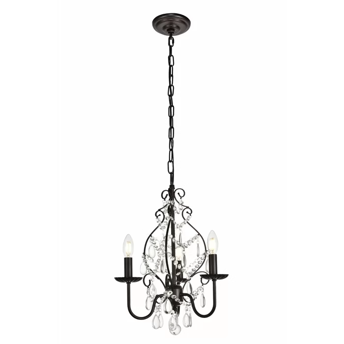 Antique Crystal And Wrought Iron Hanging Chandelier Mini Pendant Lamp for Dining Room Entryway