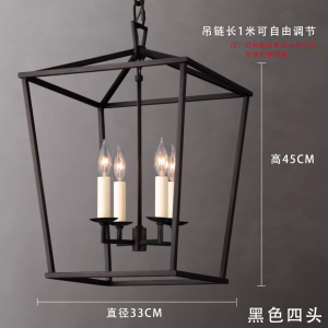 Industrial Vintage Wrought Iron 4-Light Chandelier Mini Pendant Light for Dining Room Living Room