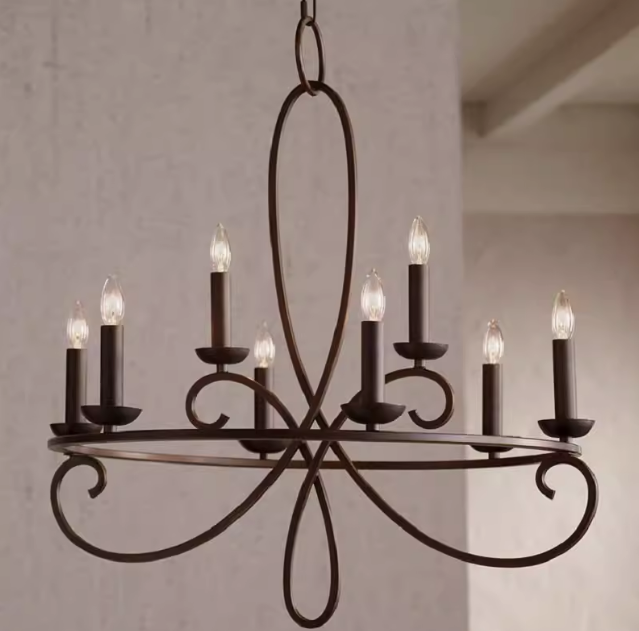Industrial Vintage Wrought Iron Chandelier Medium Pendant Light for Dining Room Living Room