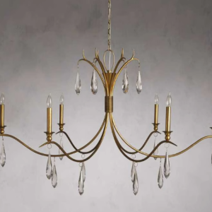 Antique Crystal And Wrought Iron Hanging Chandelier Large Pendant Lamp for Dining Room Entryway