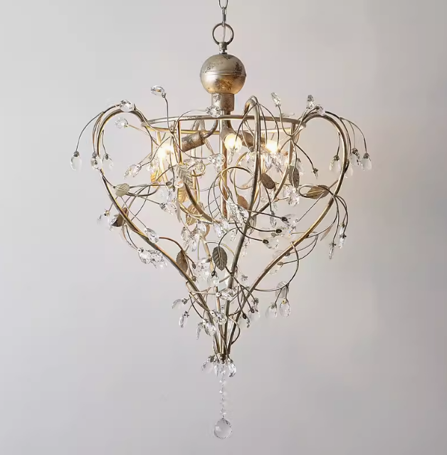 French Vintage Luxury Crystal And Iron Candle Chandelier Compact Ceiling Light for Farmhouse Decor