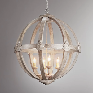 Vintage Wood And Wrought Iron Pendant Light Medium Hanging Lamp for Kitchen Island Bedroom