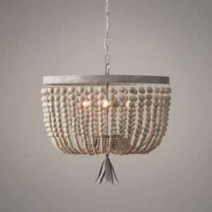 Rustic Farmhouse Wood And Iron Candle Chandelier Mini Ceiling Light for Farmhouse Decor