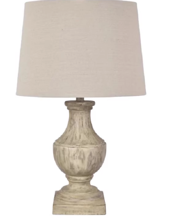 Rustic Wood Base With Linen Fabric Shade Table Lamp Large Nightstand Lamp for Bedroom Farmhouse Decor