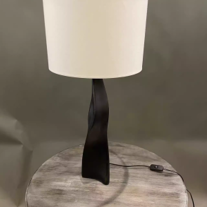 Rustic Farmhouse Wood And Linen Table Lamp Large Bedside Lamp for Bedroom Living Room