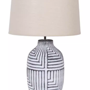 Vintage Wood Base With Linen Fabric Shade Table Lamp Medium Desk Lamp for Home Office Bedroom