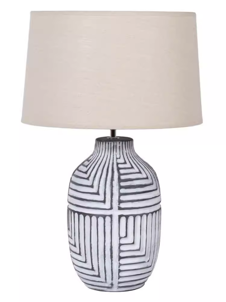 Vintage Wood Base With Linen Fabric Shade Table Lamp Medium Desk Lamp for Home Office Bedroom
