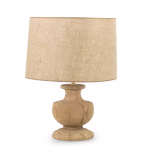 Rustic Farmhouse Wood And Linen Bedside Table Lamp with Linen Shade Compact Desk Lamp