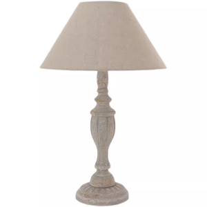 Rustic Wood Base With Linen Fabric Shade Table Lamp Medium Nightstand Lamp for Bedroom Farmhouse Decor