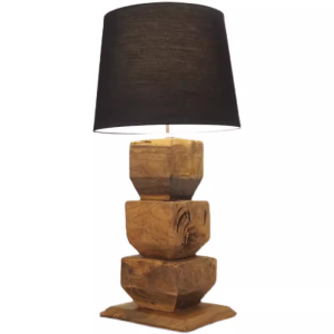 Rustic Farmhouse Wood And Linen Table Lamp Tall Bedside Lamp for Bedroom Living Room