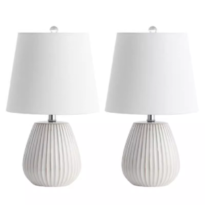 Rustic Farmhouse Wood And Linen Bedside Table Lamp with Linen Shade Medium Desk Lamp