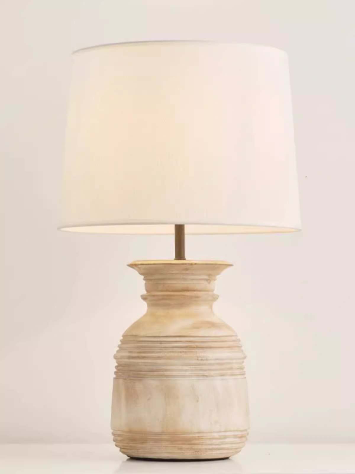 Rustic Farmhouse Wood And Linen Table Lamp Medium Bedside Lamp for Bedroom Living Room