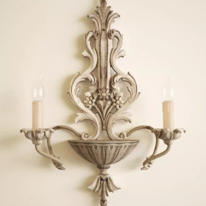 XL Vintage Wood Iron Wall Sconce Wide Rustic Farmhouse Wall Light for Large Wall Dining Room