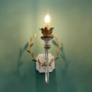 Rustic Wood Iron Wall Sconce Vintage Farmhouse Wall Light for Bedroom Bathroom Hallway