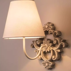 Compact French Country Wood Iron Wall Sconce Square Vintage Wall Light for Bedroom Bathroom