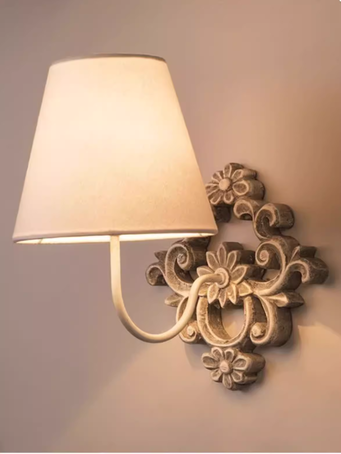 Compact French Country Wood Iron Wall Sconce Square Vintage Wall Light for Bedroom Bathroom