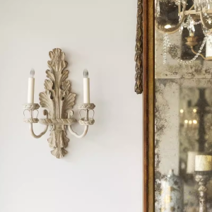 Rustic Farmhouse Wood Iron Wall Sconce Medium Vintage Wall Lamp for Living Room Bedroom