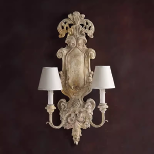 XL Rustic Wood Iron Wall Sconce Large Farmhouse Wall Light for Grand Foyer High Ceiling