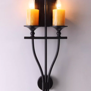 Industrial Wrought Iron Wall Sconce Vintage Metal Candle Wall Light for Farmhouse Dining Room